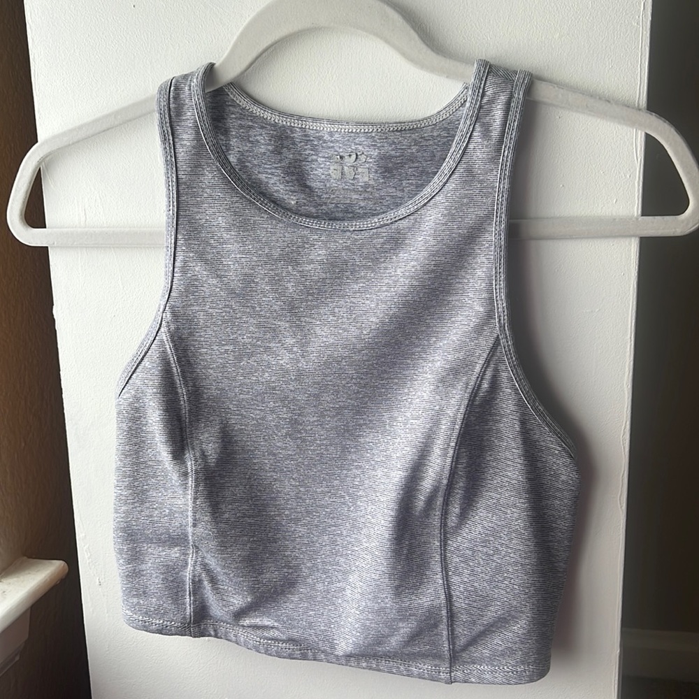 Light grey heathered crop tank